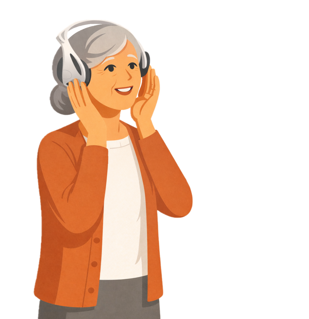 ヘッドホン型集音器フォンテック、集音器　女性、ルーセンテクノ