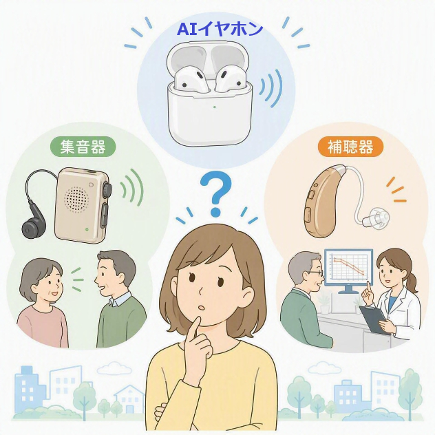 AIイヤホンで聞こえは改善できる？集音器・補聴器との違いを知ろう